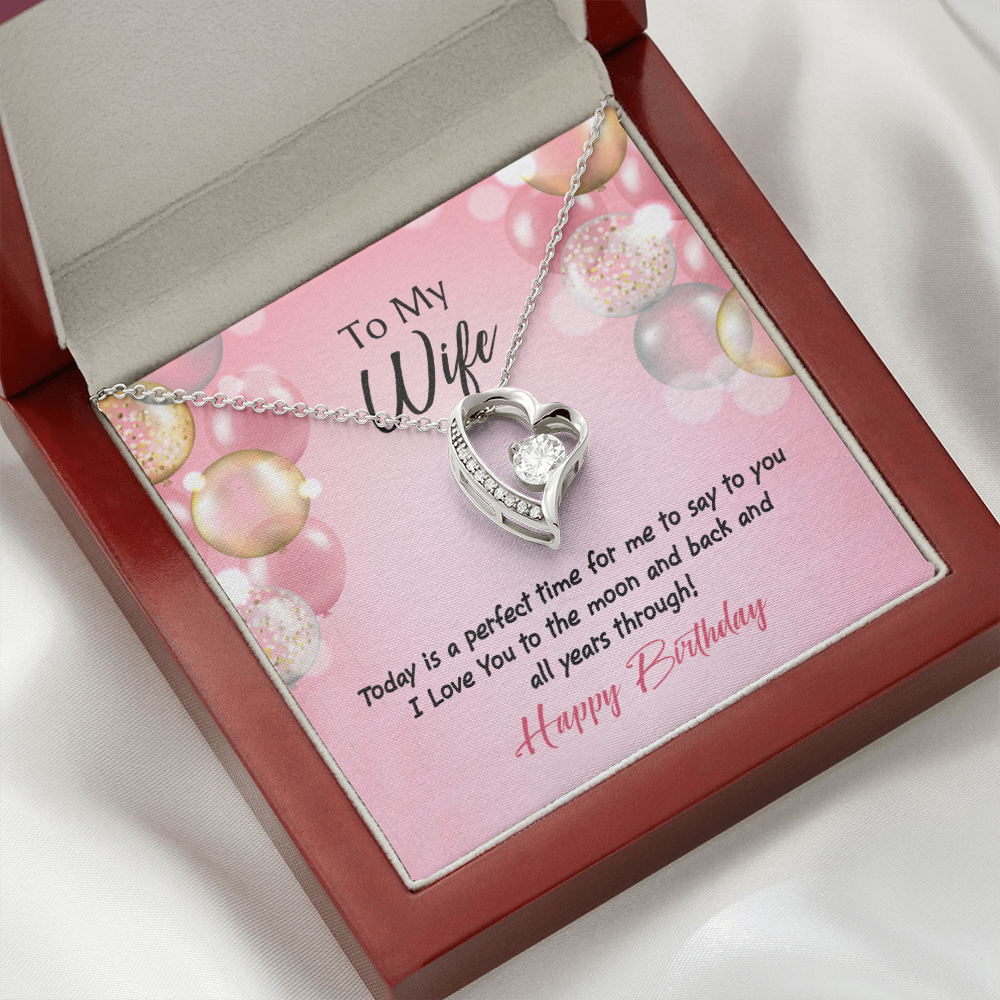 To My Wife Perfect Time Birthday Message Forever Necklace w Message Card-Express Your Love Gifts