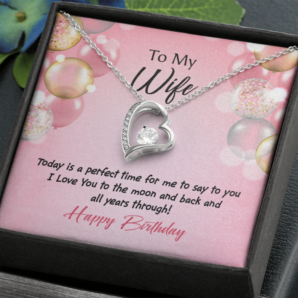 To My Wife Perfect Time Birthday Message Forever Necklace w Message Card-Express Your Love Gifts