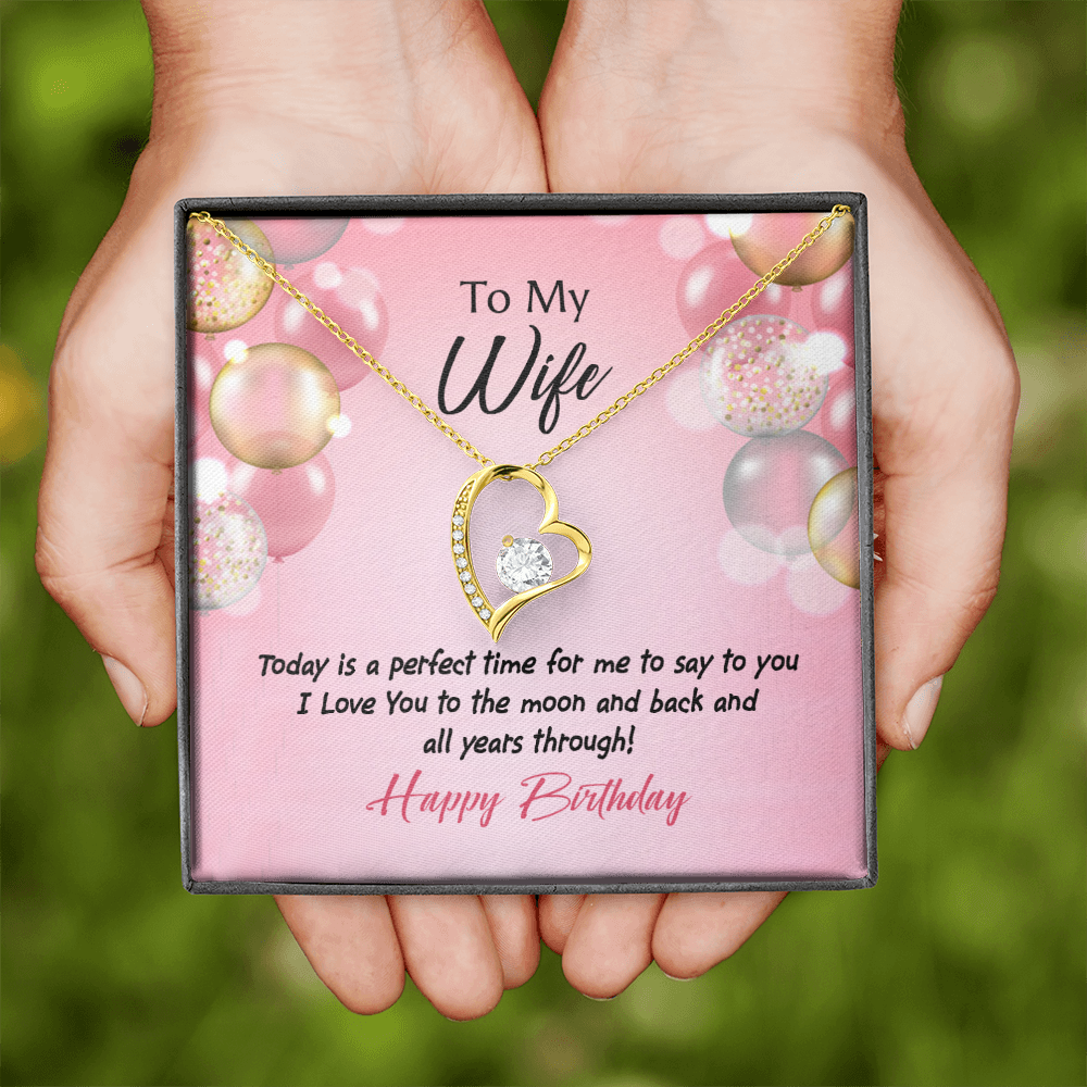 To My Wife Perfect Time Birthday Message Forever Necklace w Message Card-Express Your Love Gifts