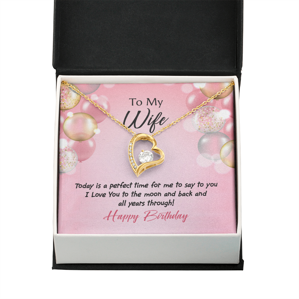 To My Wife Perfect Time Birthday Message Forever Necklace w Message Card-Express Your Love Gifts