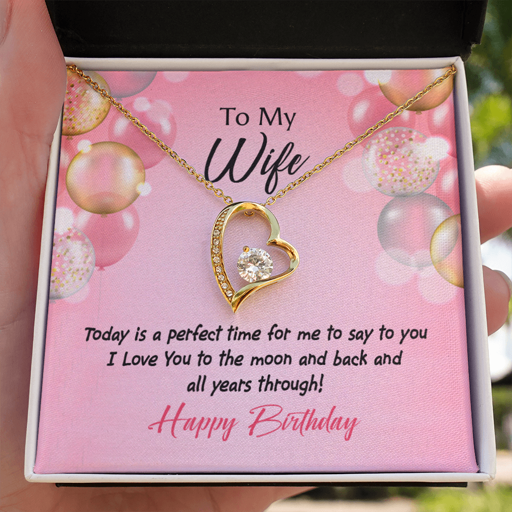 To My Wife Perfect Time Birthday Message Forever Necklace w Message Card-Express Your Love Gifts