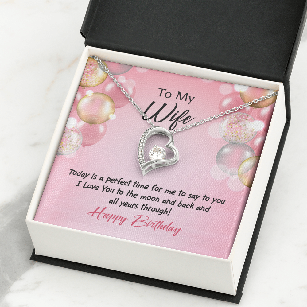 To My Wife Perfect Time Birthday Message Forever Necklace w Message Card-Express Your Love Gifts