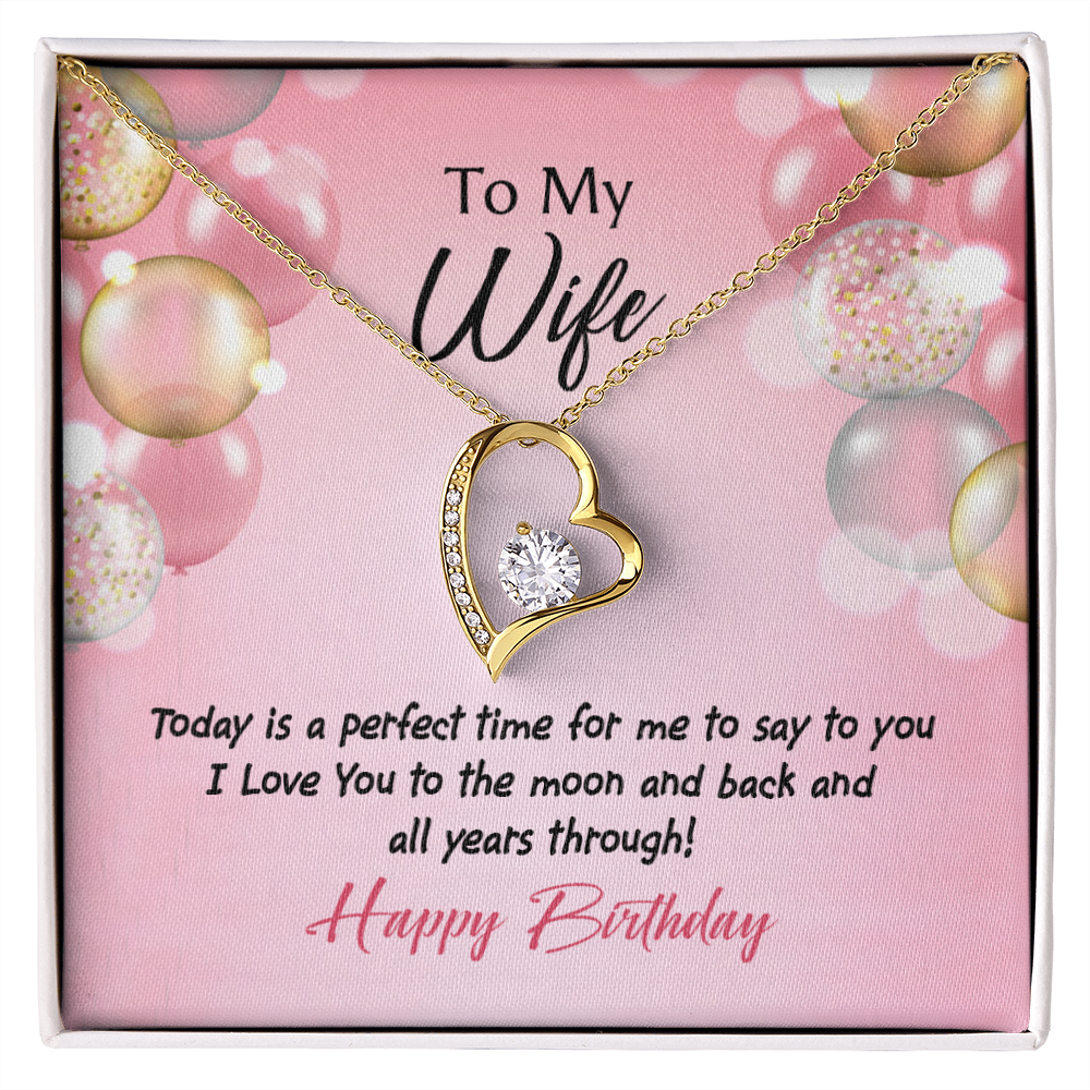 To My Wife Perfect Time Birthday Message Forever Necklace w Message Card-Express Your Love Gifts