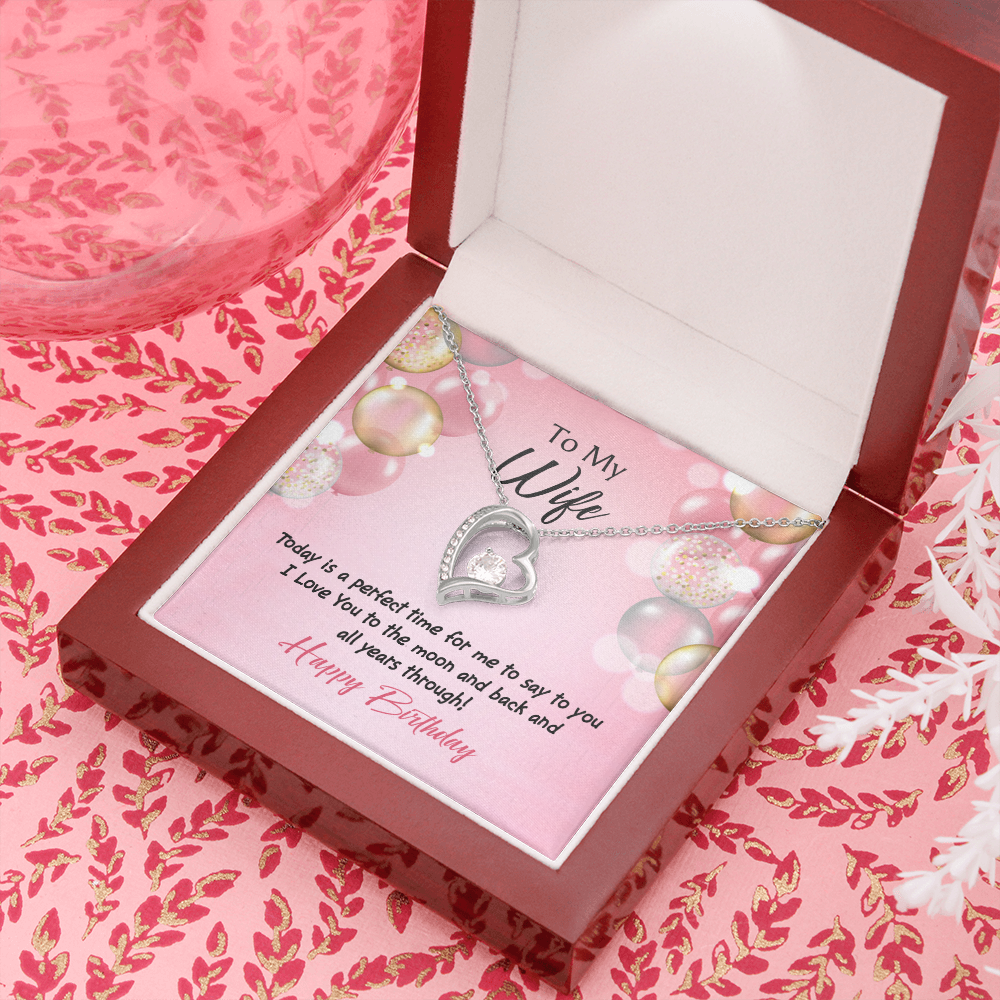 To My Wife Perfect Time Birthday Message Forever Necklace w Message Card-Express Your Love Gifts