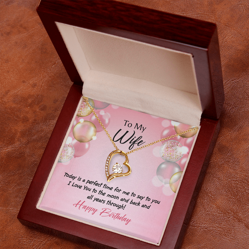 To My Wife Perfect Time Birthday Message Forever Necklace w Message Card-Express Your Love Gifts