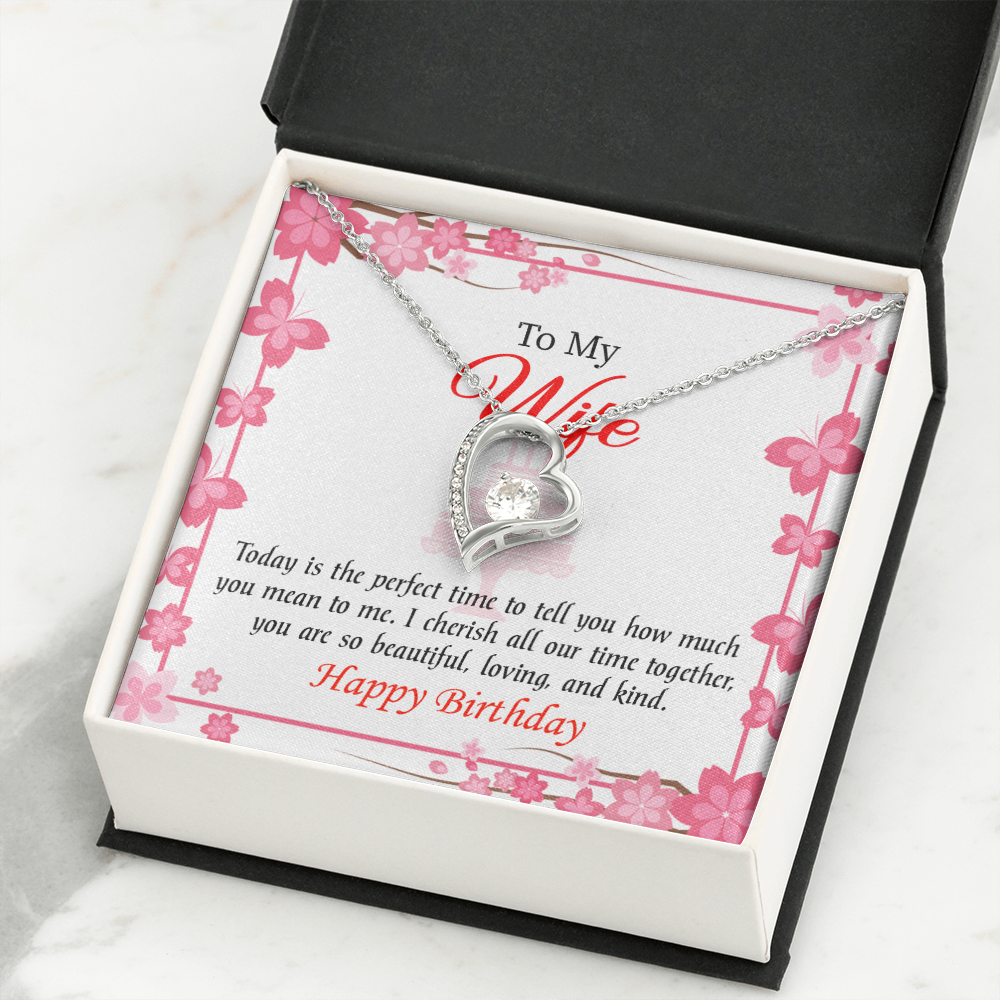 To My Wife Perfect Time Forever Birthday Message Necklace w Message Card-Express Your Love Gifts