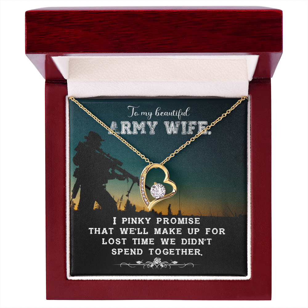 To My Wife Pinky Promise Army Wife Forever Necklace w Message Card-Express Your Love Gifts