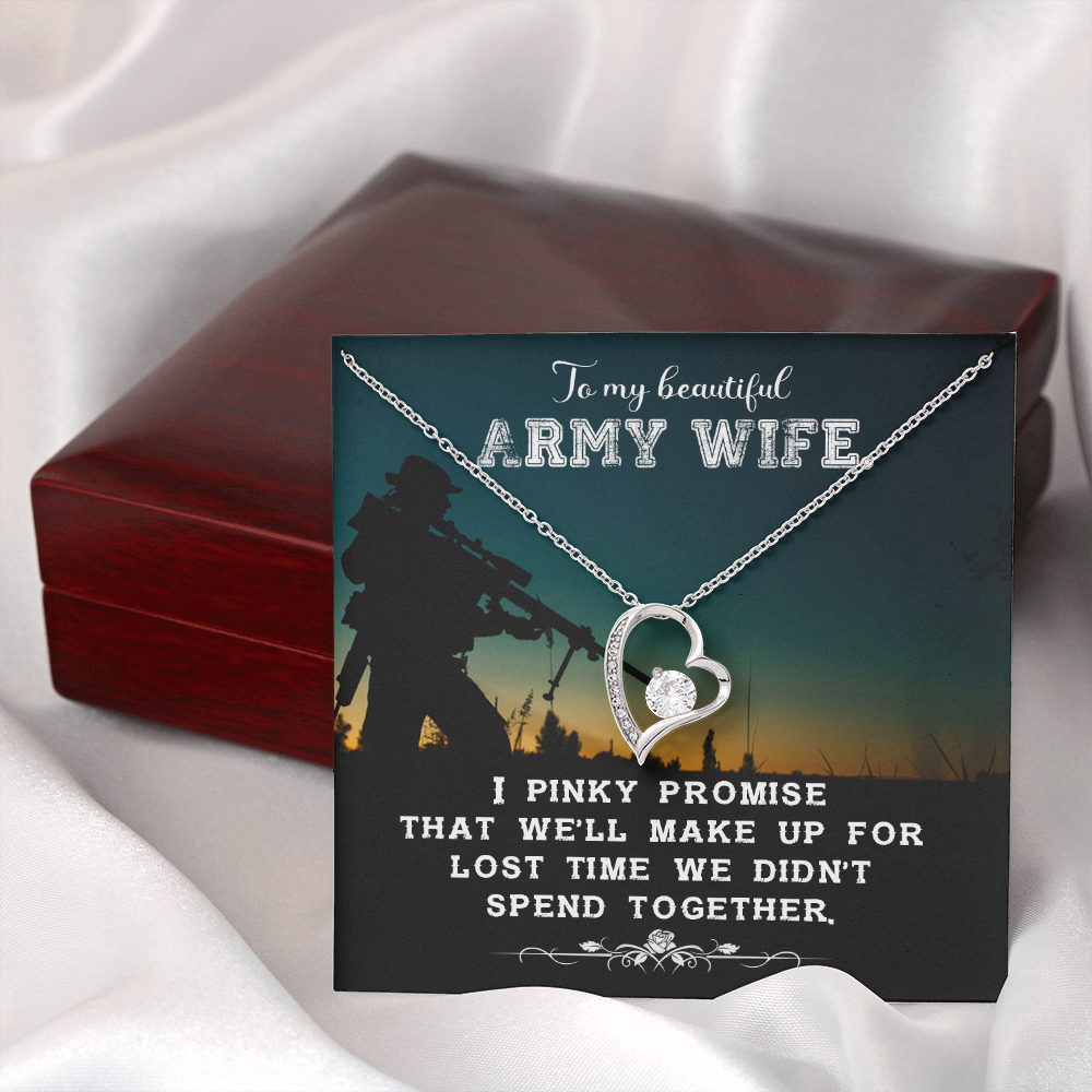 To My Wife Pinky Promise Army Wife Forever Necklace w Message Card-Express Your Love Gifts