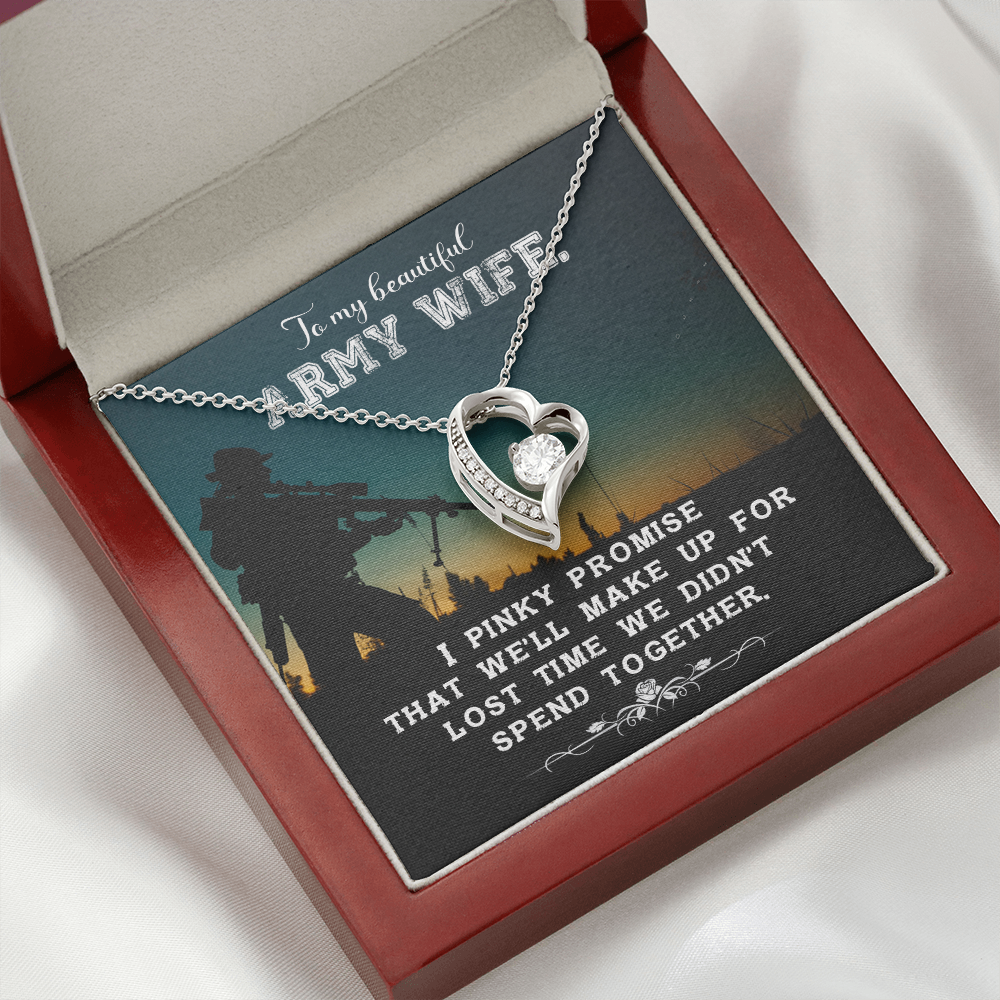 To My Wife Pinky Promise Army Wife Forever Necklace w Message Card-Express Your Love Gifts