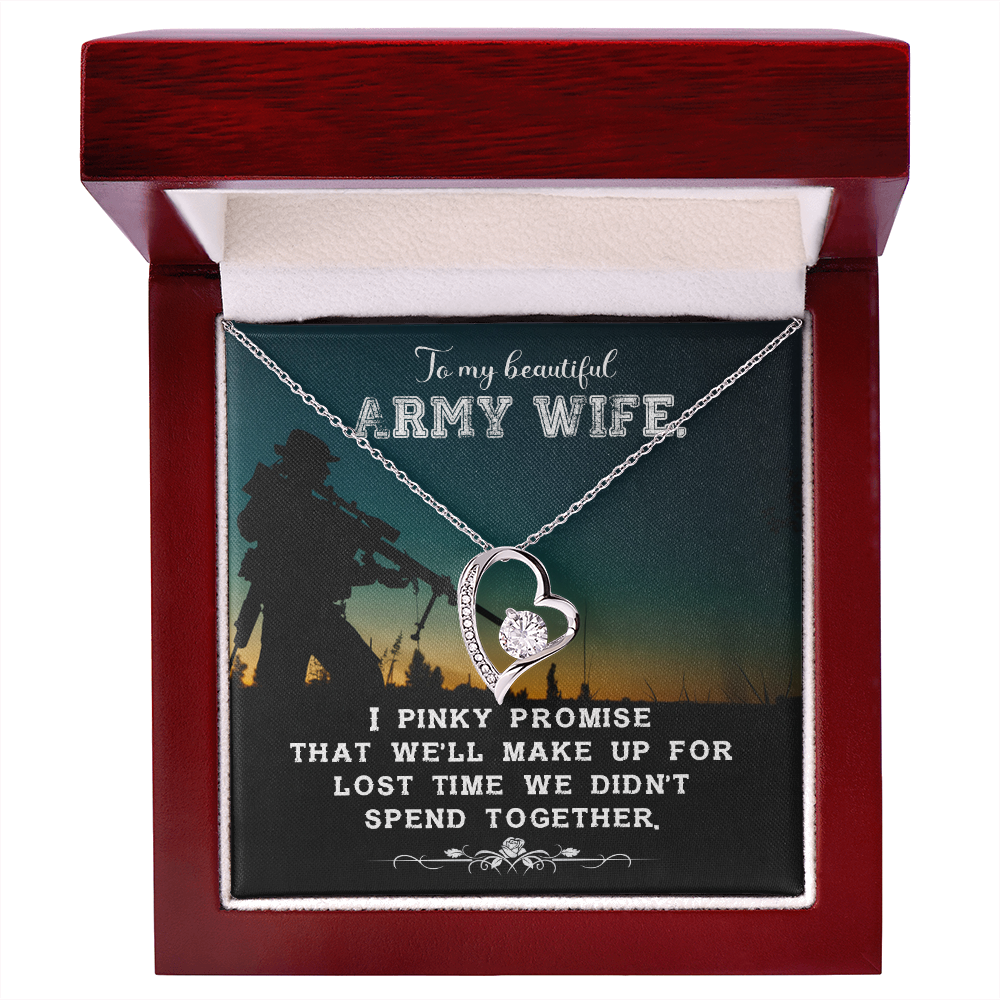 To My Wife Pinky Promise Army Wife Forever Necklace w Message Card-Express Your Love Gifts