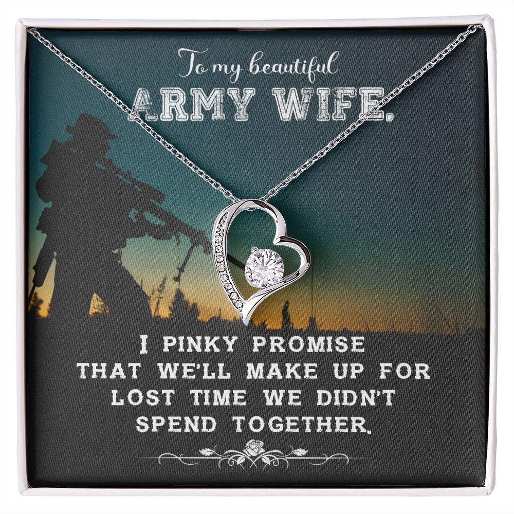 To My Wife Pinky Promise Army Wife Forever Necklace w Message Card-Express Your Love Gifts