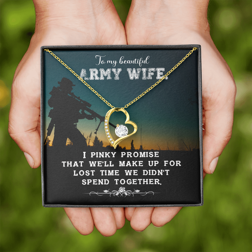 To My Wife Pinky Promise Army Wife Forever Necklace w Message Card-Express Your Love Gifts