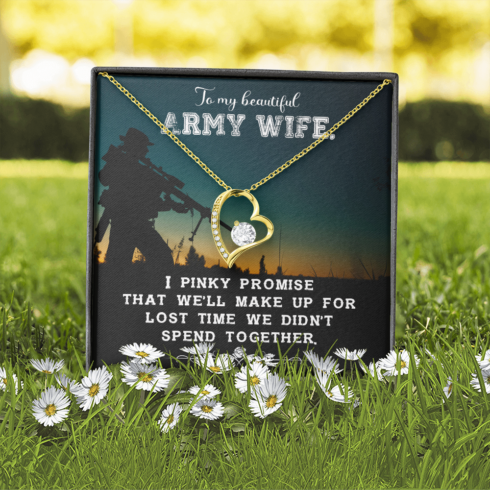 To My Wife Pinky Promise Army Wife Forever Necklace w Message Card-Express Your Love Gifts