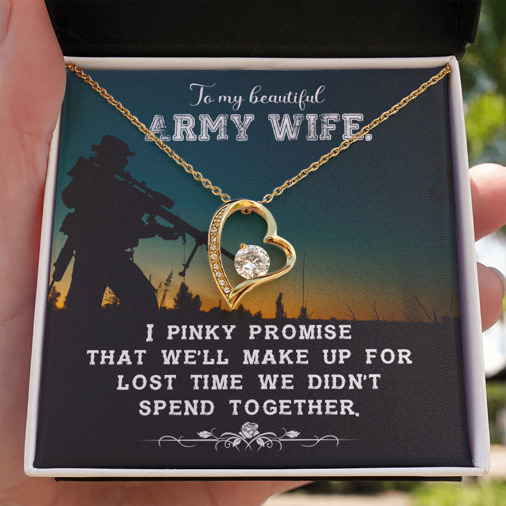 To My Wife Pinky Promise Army Wife Forever Necklace w Message Card-Express Your Love Gifts