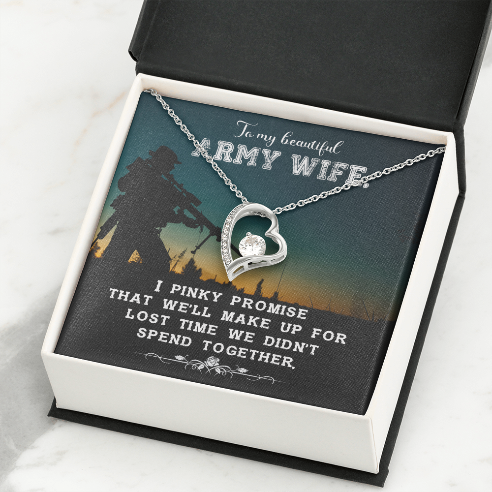 To My Wife Pinky Promise Army Wife Forever Necklace w Message Card-Express Your Love Gifts