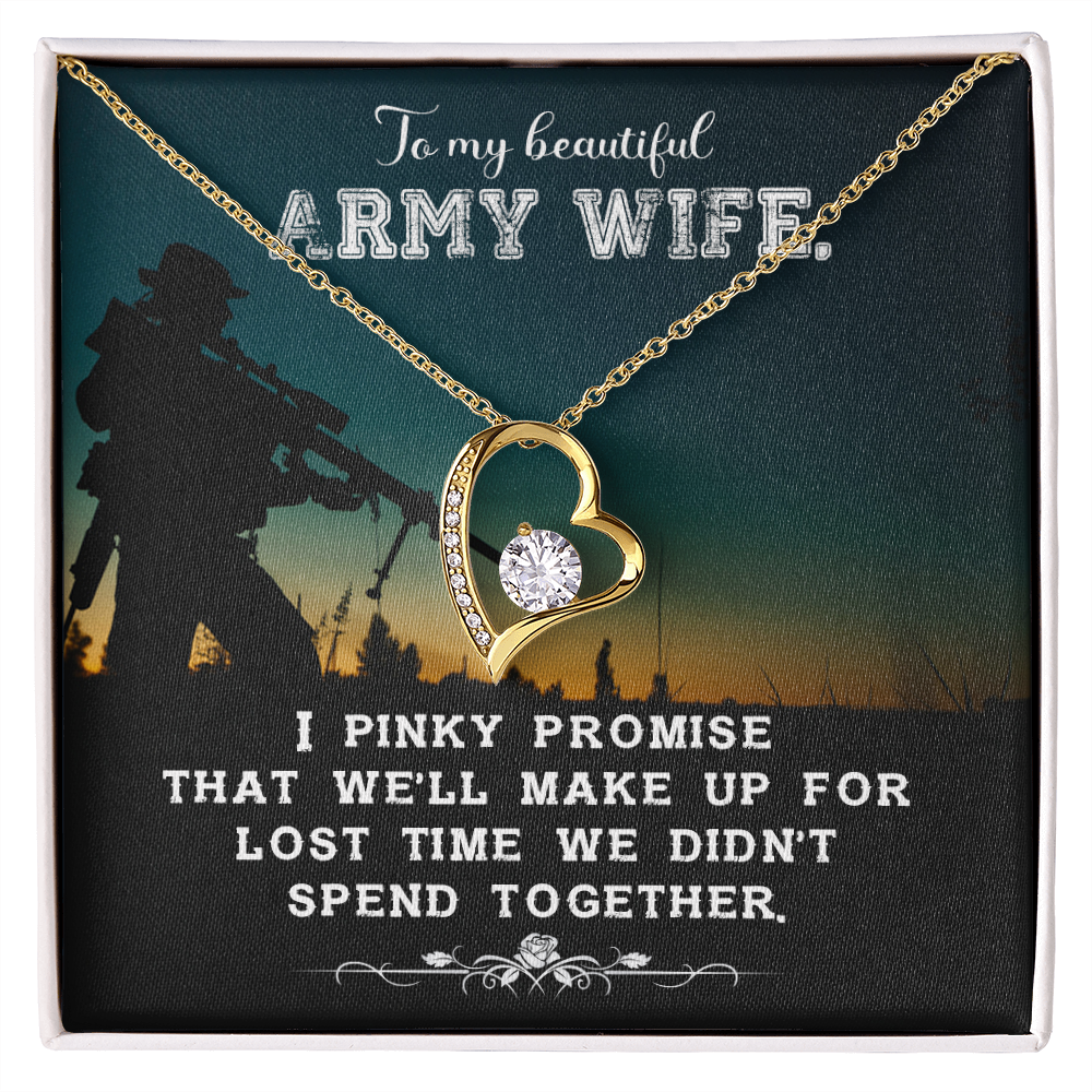 To My Wife Pinky Promise Army Wife Forever Necklace w Message Card-Express Your Love Gifts