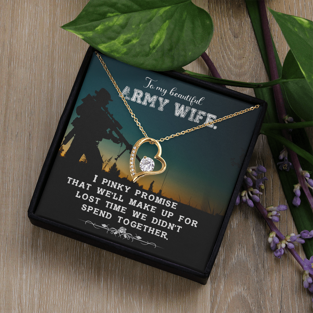 To My Wife Pinky Promise Army Wife Forever Necklace w Message Card-Express Your Love Gifts