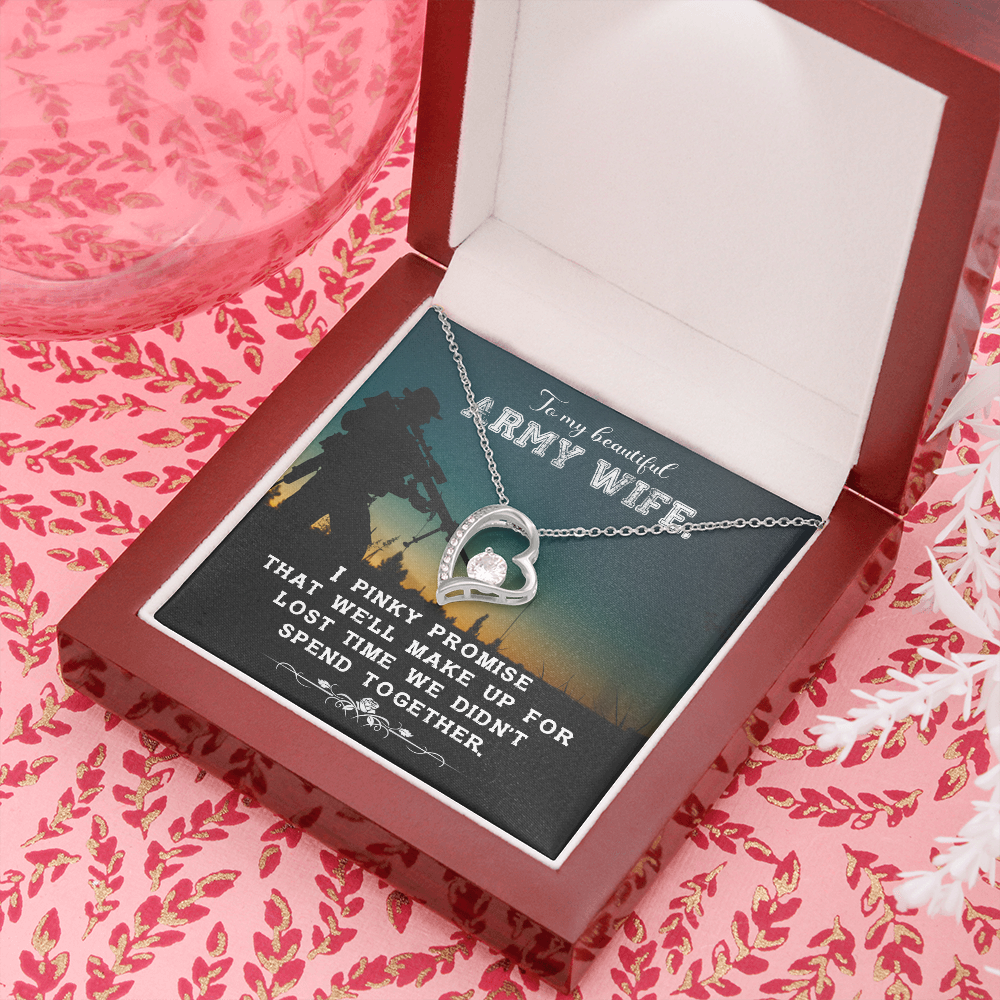 To My Wife Pinky Promise Army Wife Forever Necklace w Message Card-Express Your Love Gifts