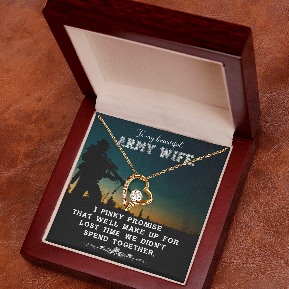 To My Wife Pinky Promise Army Wife Forever Necklace w Message Card-Express Your Love Gifts