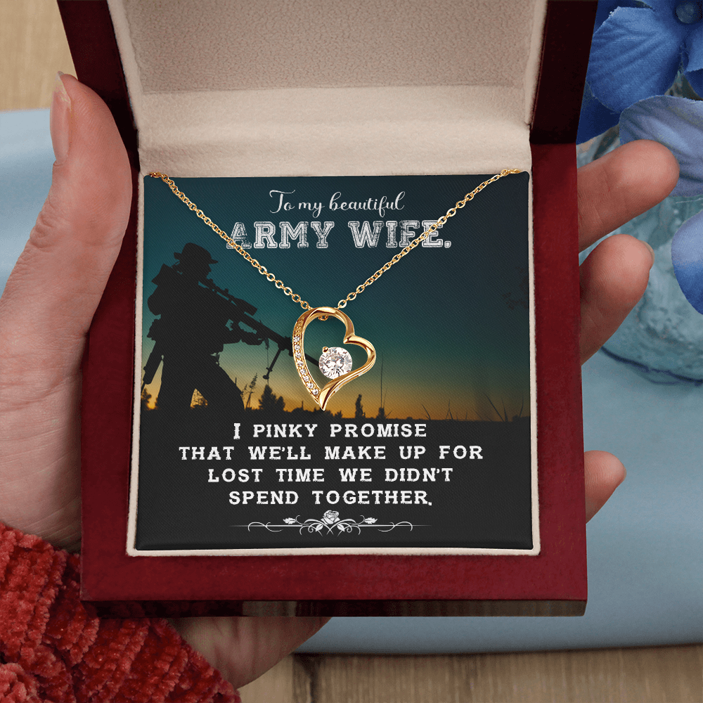 To My Wife Pinky Promise Army Wife Forever Necklace w Message Card-Express Your Love Gifts