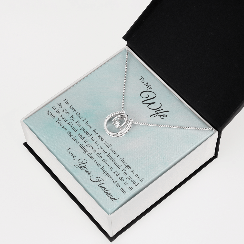 To My Wife Proud To Be Your Husband Lucky Horseshoe Necklace Message Card 14k w CZ Crystals-Express Your Love Gifts