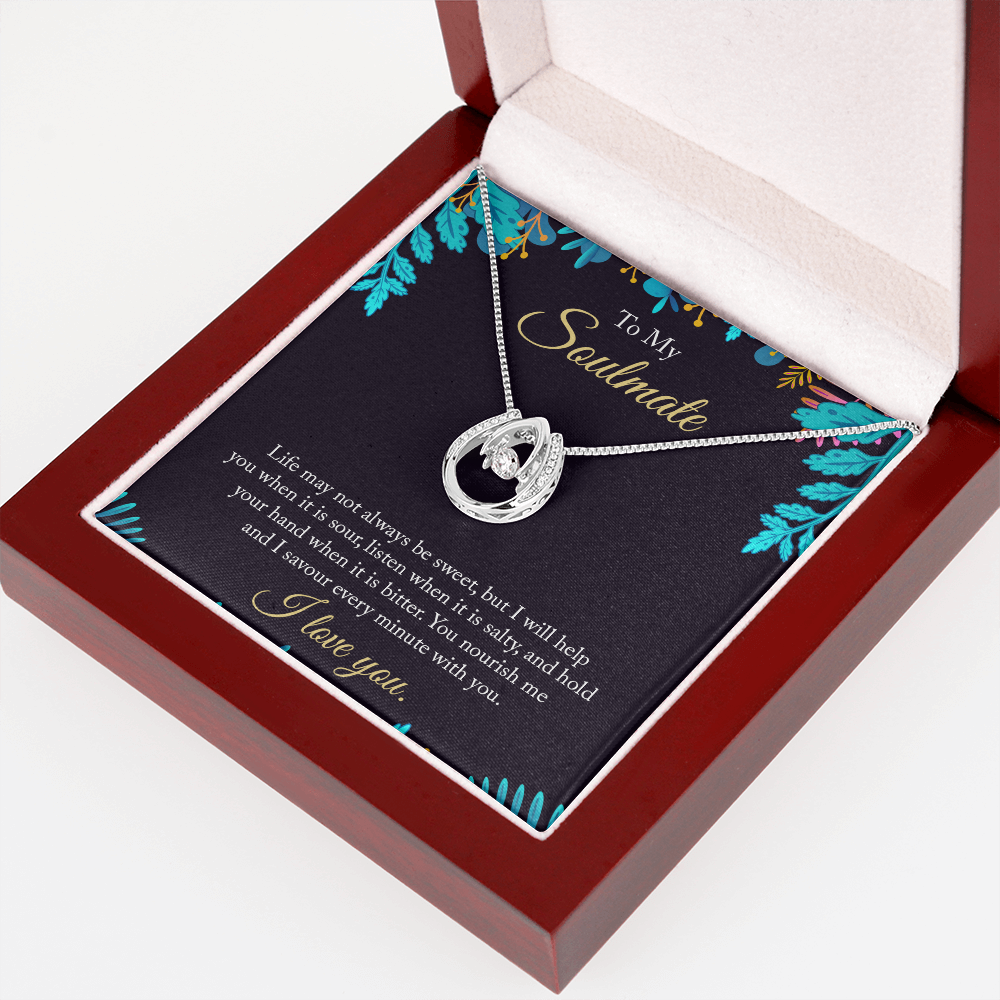 To My Wife Savour Every Minute Lucky Horseshoe Necklace Message Card 14k w CZ Crystals-Express Your Love Gifts