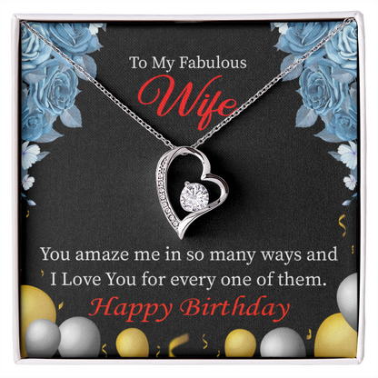 To My Wife Simply Amazing Wife Birthday Message Forever Necklace w Message Card-Express Your Love Gifts