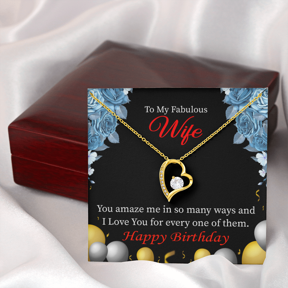 To My Wife Simply Amazing Wife Birthday Message Forever Necklace w Message Card-Express Your Love Gifts