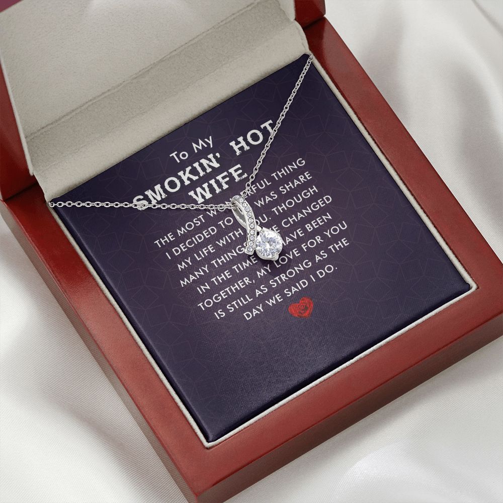 To My Wife Smokin' Hot Wife Alluring Ribbon Necklace Message Card-Express Your Love Gifts