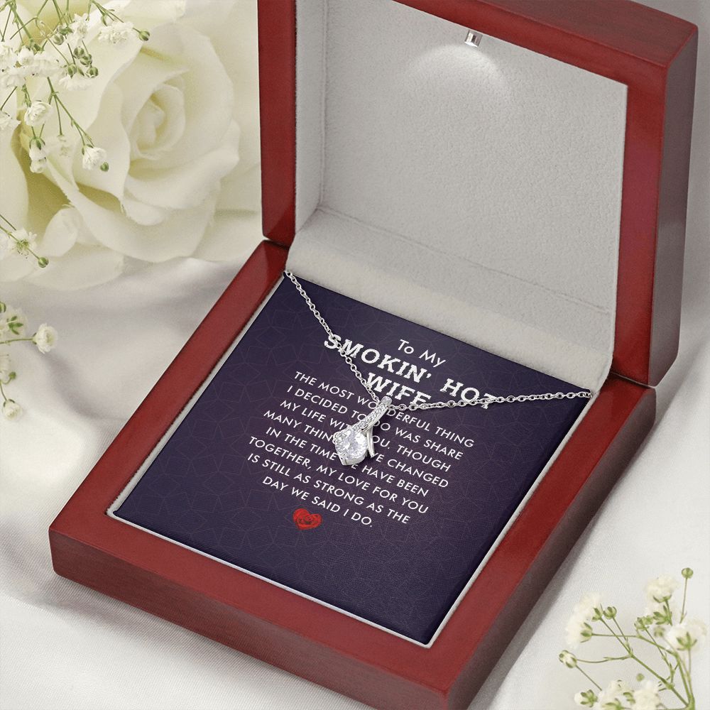 To My Wife Smokin' Hot Wife Alluring Ribbon Necklace Message Card-Express Your Love Gifts