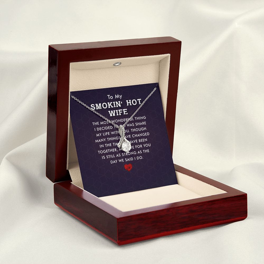 To My Wife Smokin' Hot Wife Alluring Ribbon Necklace Message Card-Express Your Love Gifts