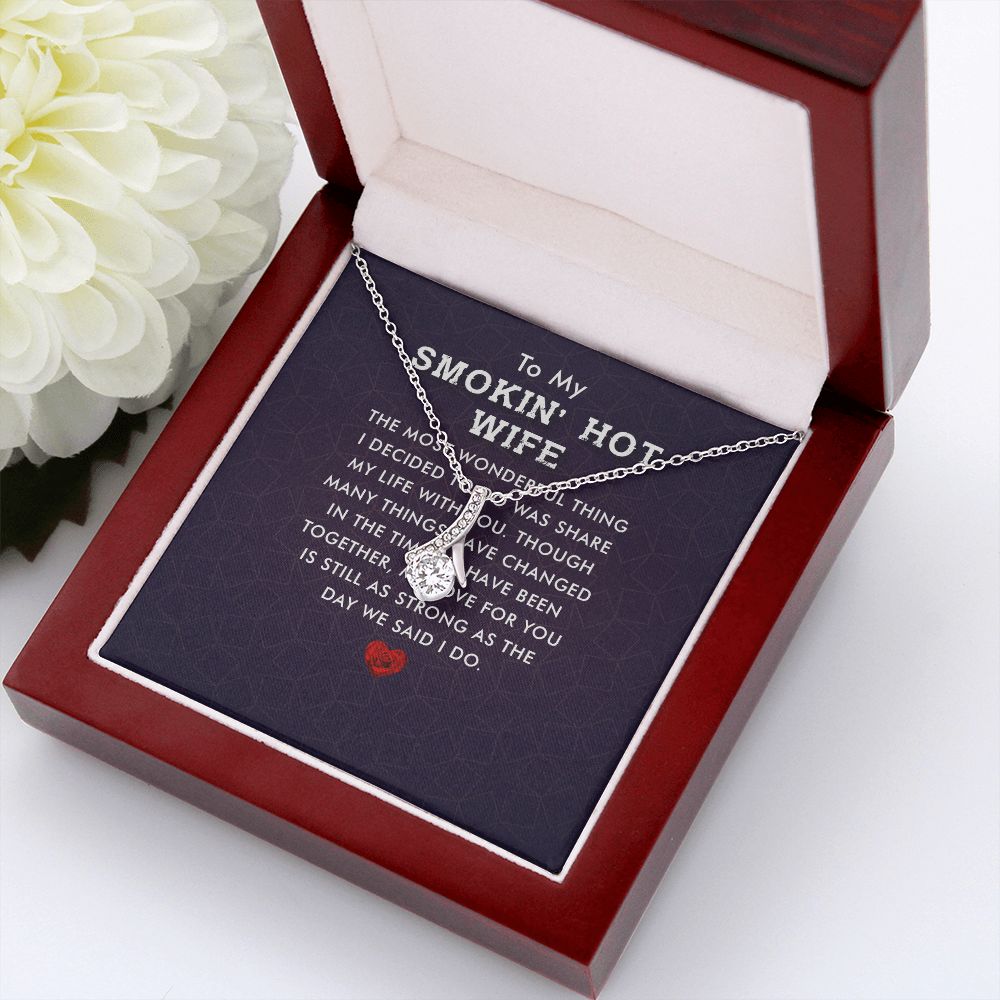 To My Wife Smokin' Hot Wife Alluring Ribbon Necklace Message Card-Express Your Love Gifts