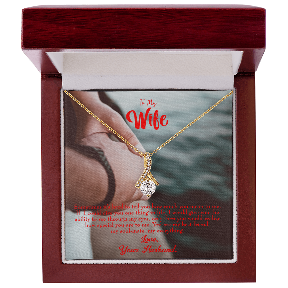 To My Wife Sometimes It's Hard Alluring Ribbon Necklace Message Card-Express Your Love Gifts