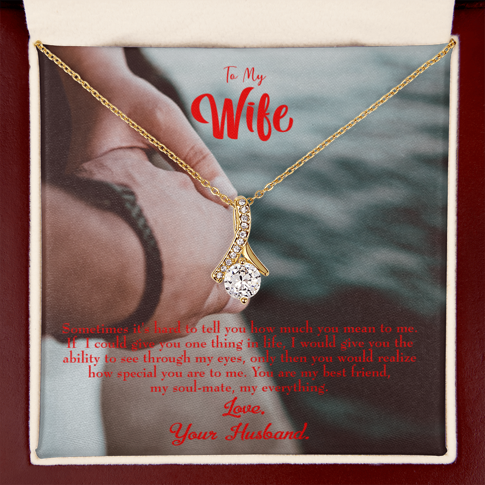 To My Wife Sometimes It's Hard Alluring Ribbon Necklace Message Card-Express Your Love Gifts