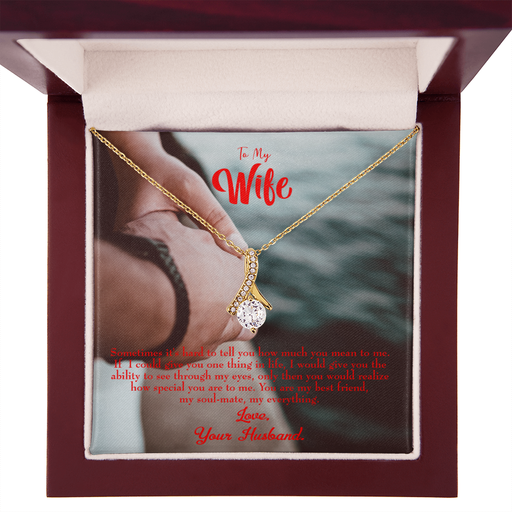 To My Wife Sometimes It's Hard Alluring Ribbon Necklace Message Card-Express Your Love Gifts