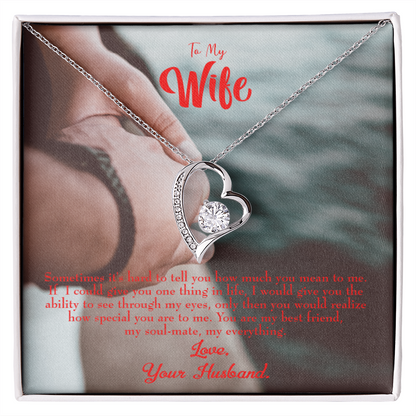 To My Wife Sometimes It's Hard Forever Necklace w Message Card-Express Your Love Gifts