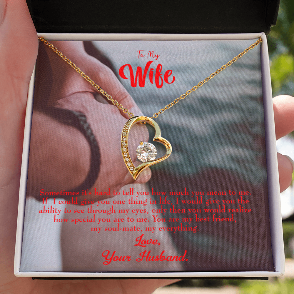 To My Wife Sometimes It's Hard Forever Necklace w Message Card-Express Your Love Gifts