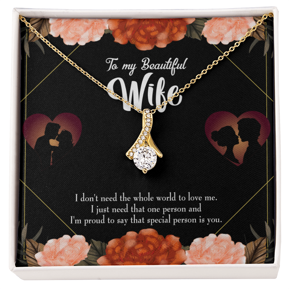 To My Wife Special Person Alluring Ribbon Necklace Message Card-Express Your Love Gifts