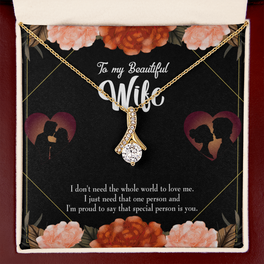 To My Wife Special Person Alluring Ribbon Necklace Message Card-Express Your Love Gifts