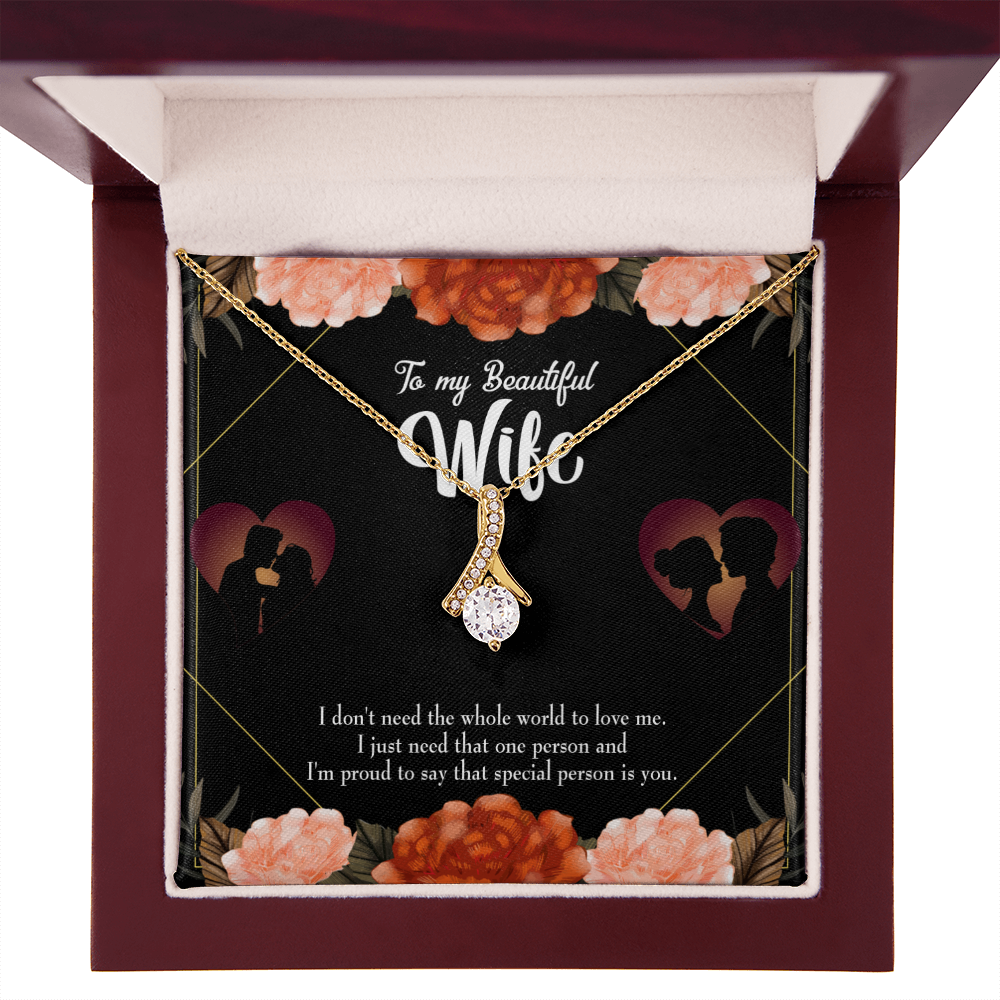 To My Wife Special Person Alluring Ribbon Necklace Message Card-Express Your Love Gifts