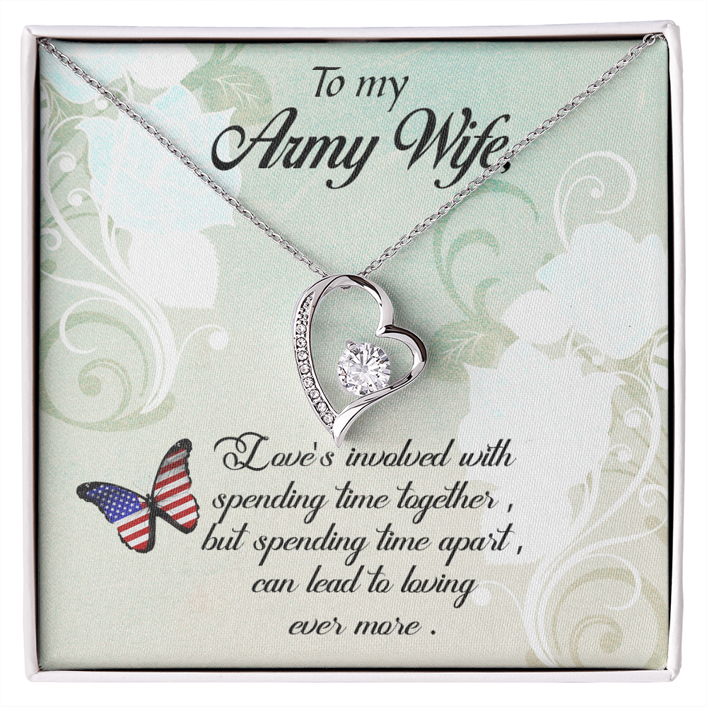 To My Wife Spending Time Together Army Wife Forever Necklace w Message Card-Express Your Love Gifts