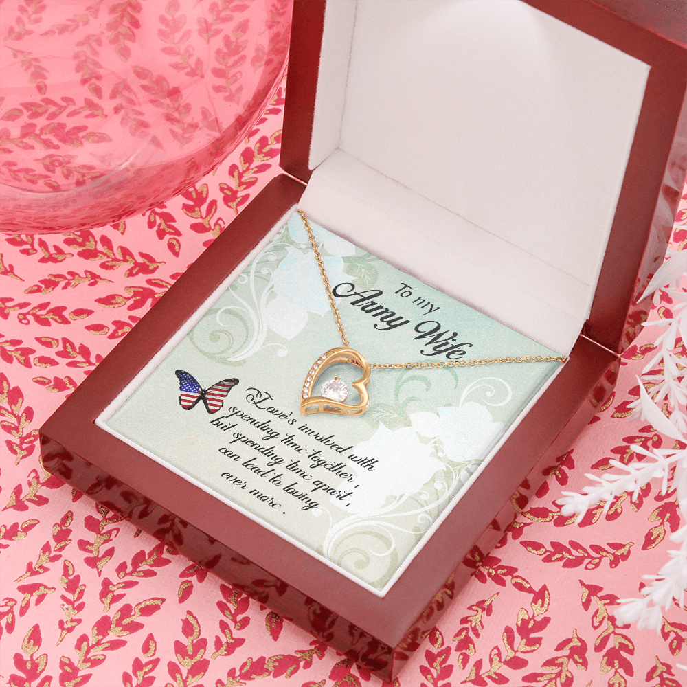 To My Wife Spending Time Together Army Wife Forever Necklace w Message Card-Express Your Love Gifts