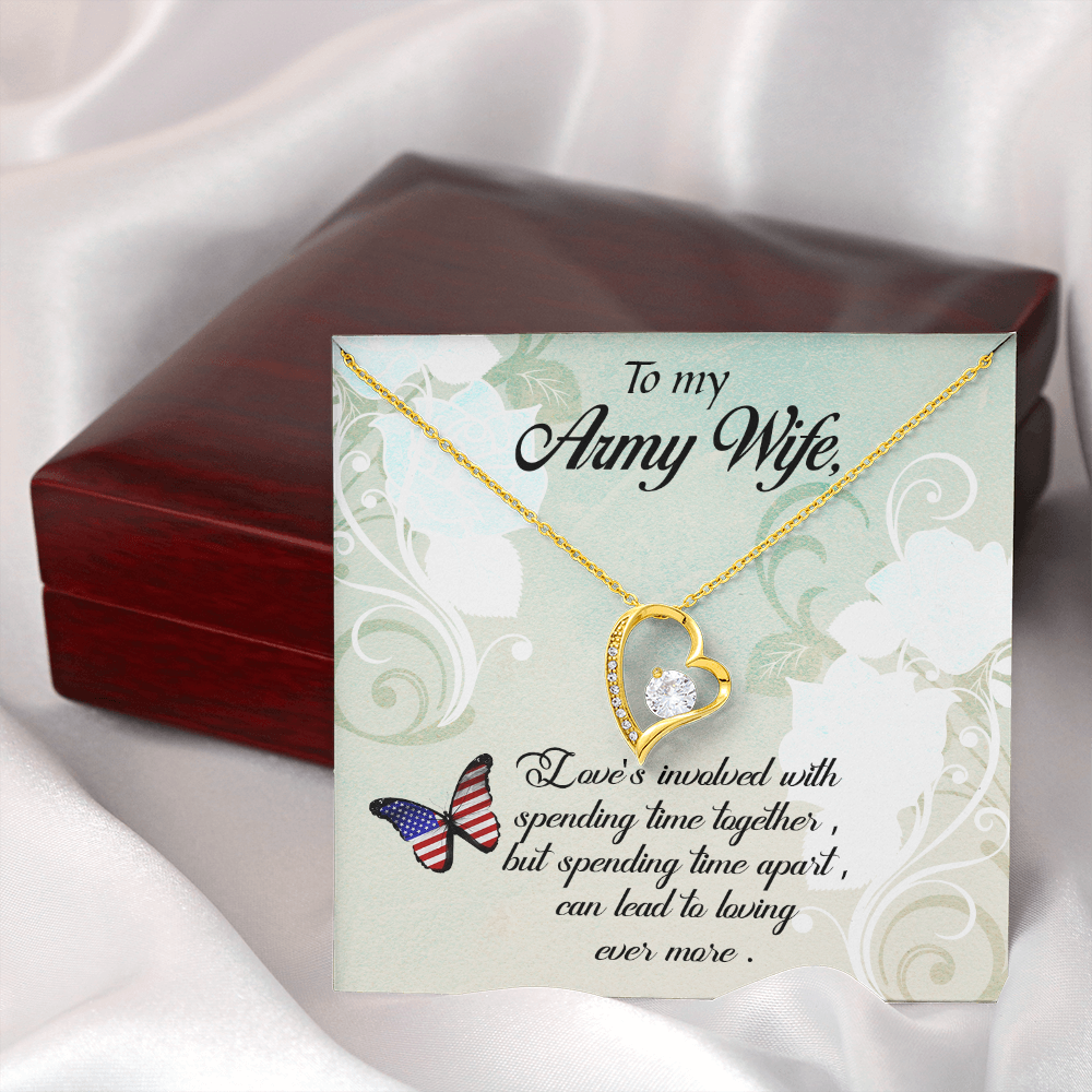 To My Wife Spending Time Together Army Wife Forever Necklace w Message Card-Express Your Love Gifts