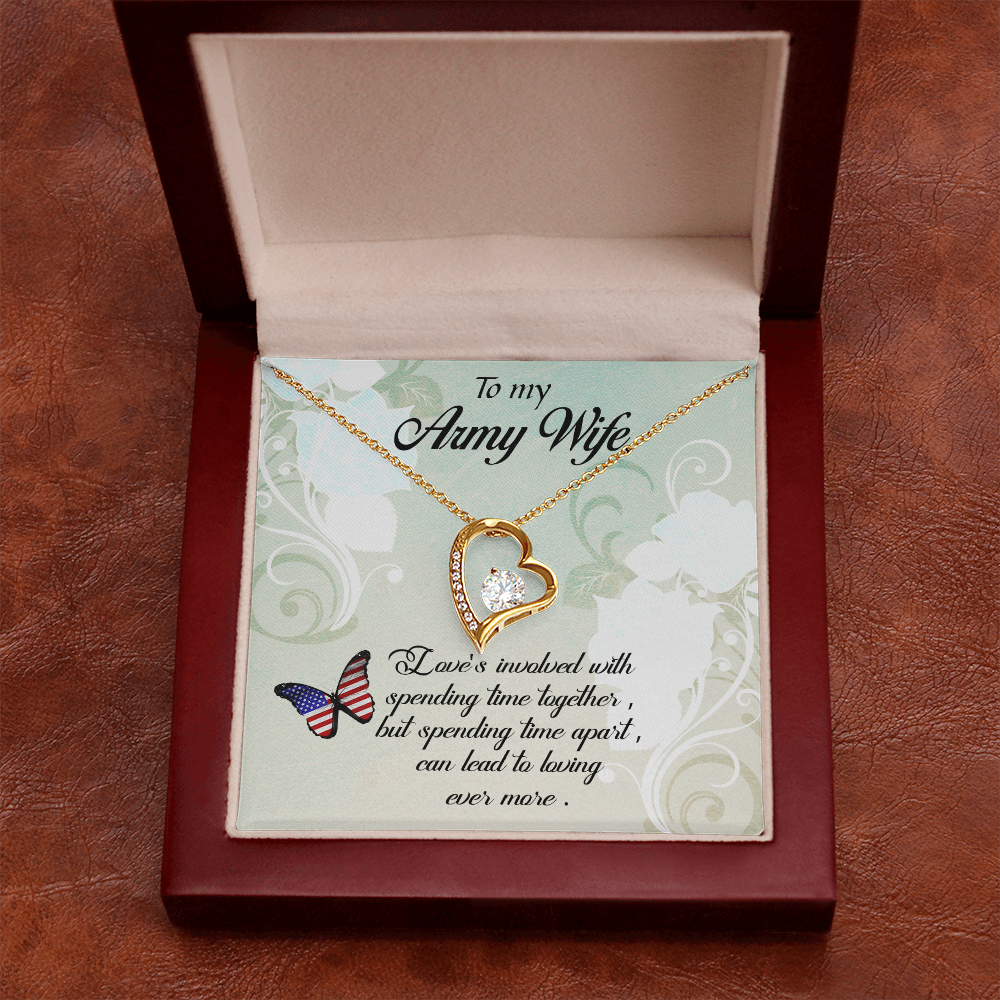 To My Wife Spending Time Together Army Wife Forever Necklace w Message Card-Express Your Love Gifts