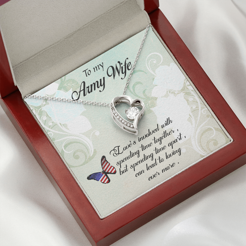 To My Wife Spending Time Together Army Wife Forever Necklace w Message Card-Express Your Love Gifts