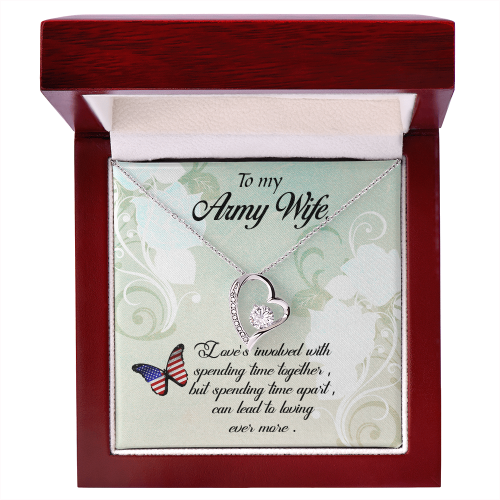 To My Wife Spending Time Together Army Wife Forever Necklace w Message Card-Express Your Love Gifts