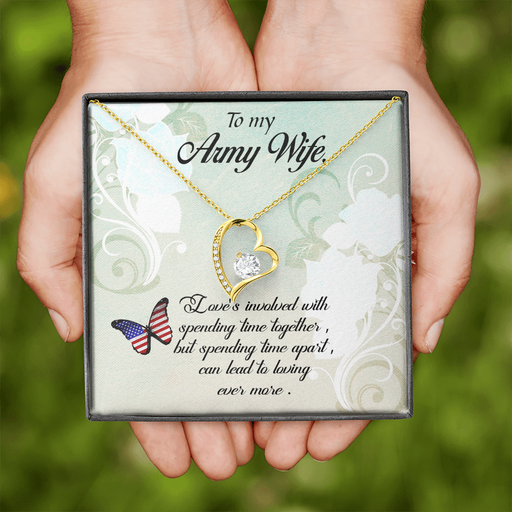 To My Wife Spending Time Together Army Wife Forever Necklace w Message Card-Express Your Love Gifts