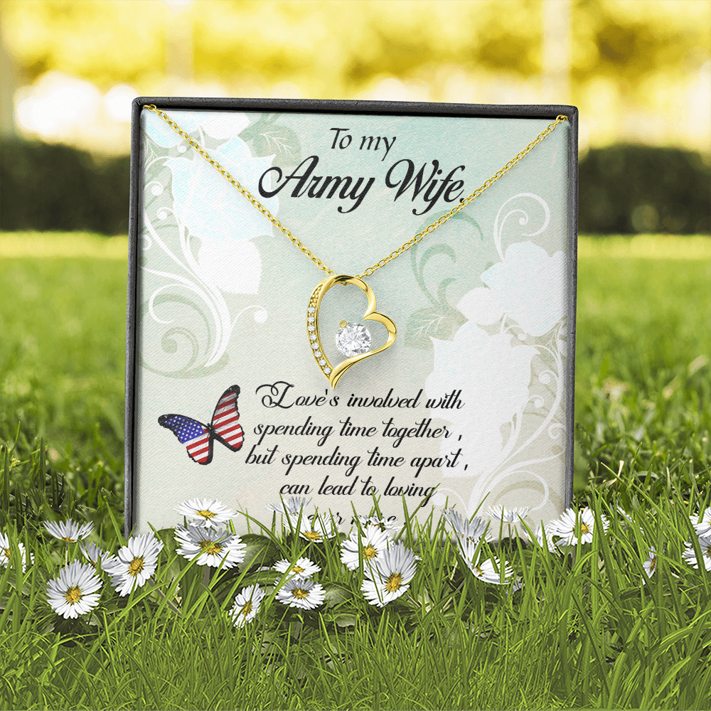 To My Wife Spending Time Together Army Wife Forever Necklace w Message Card-Express Your Love Gifts