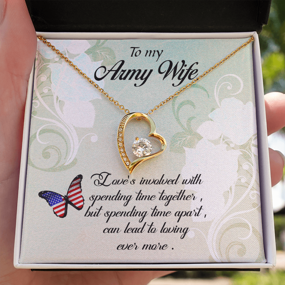 To My Wife Spending Time Together Army Wife Forever Necklace w Message Card-Express Your Love Gifts