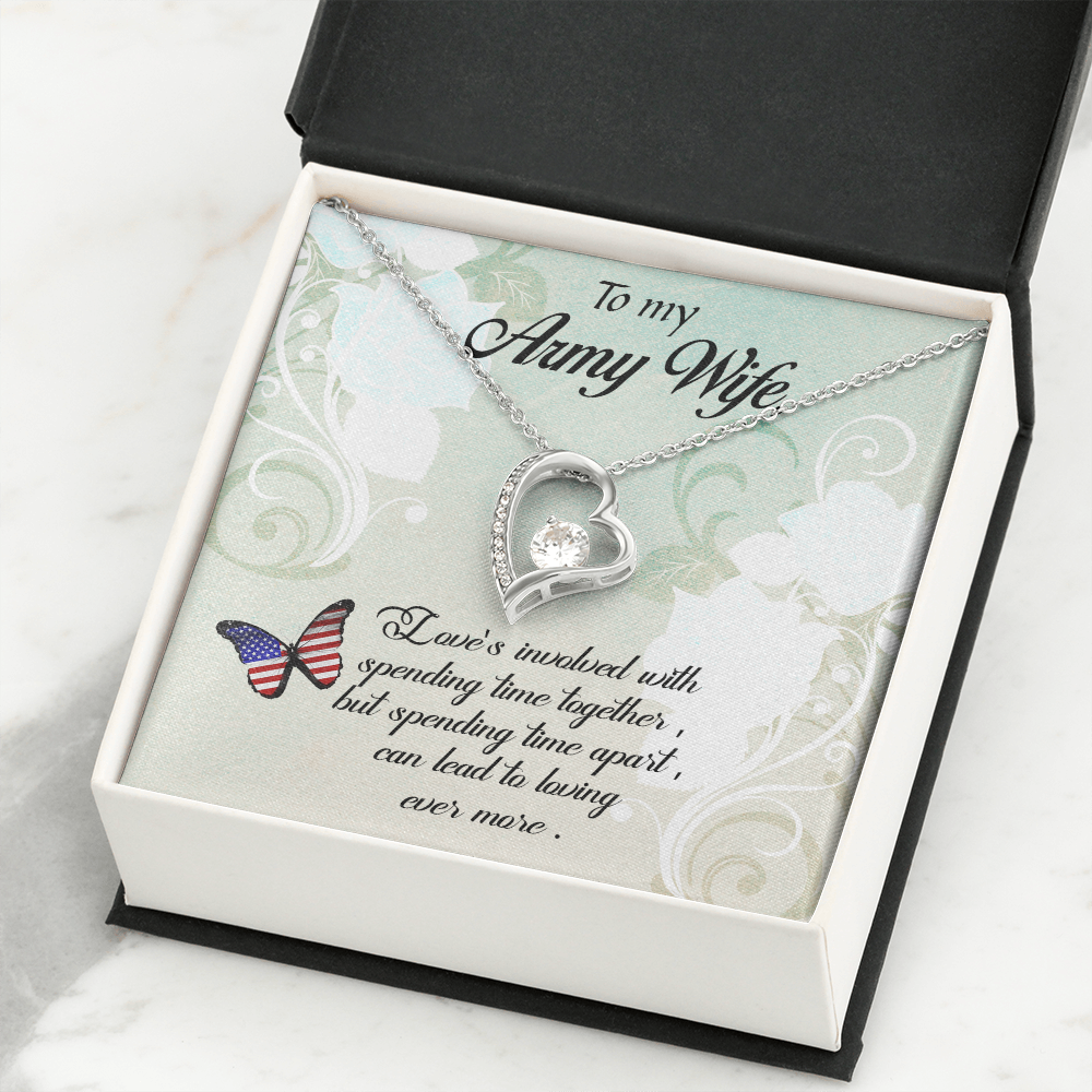 To My Wife Spending Time Together Army Wife Forever Necklace w Message Card-Express Your Love Gifts